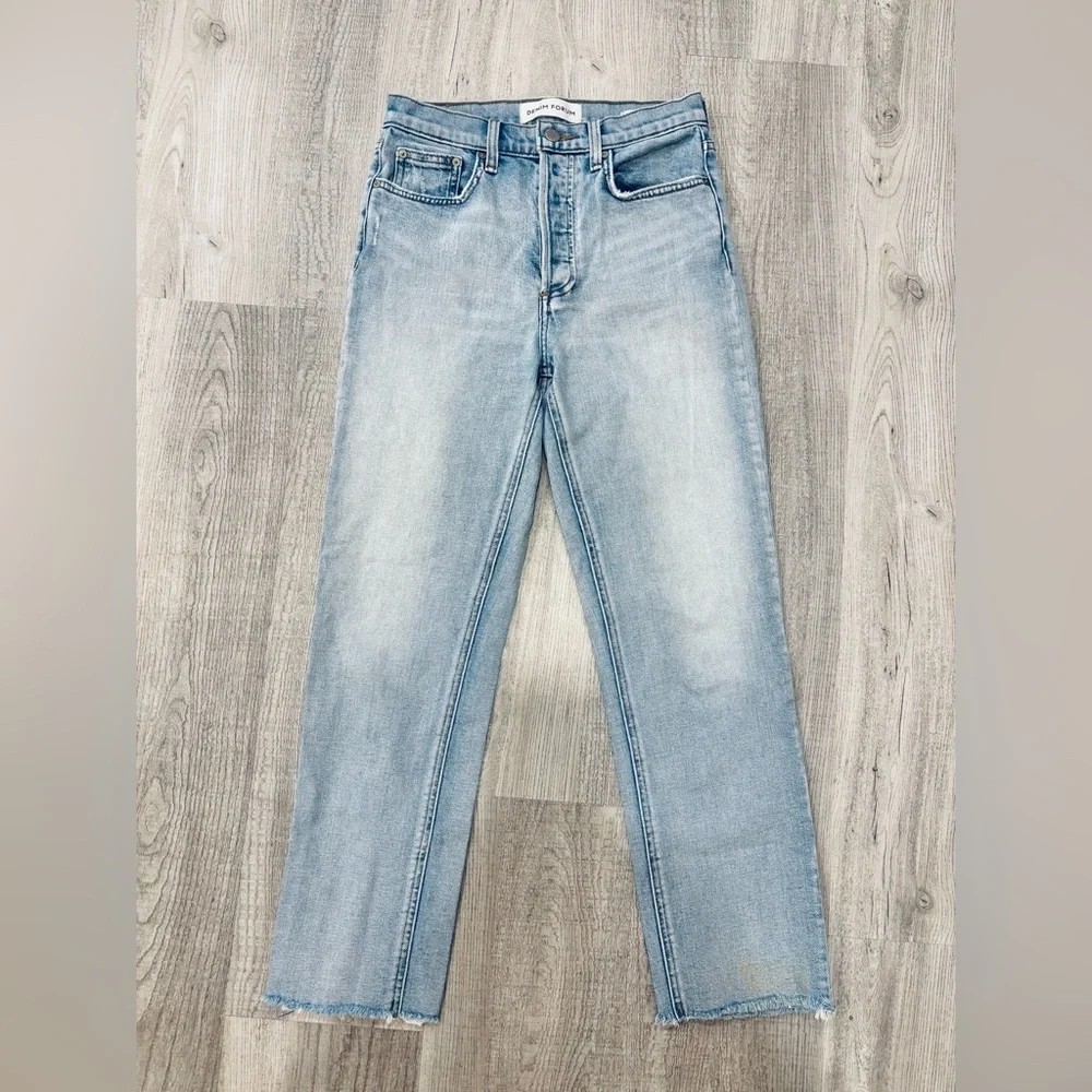 Denim Forum Aritzia Arle High Rise Straight Leg Jeans Raw Hem Size 26 - Picture 2 of 8